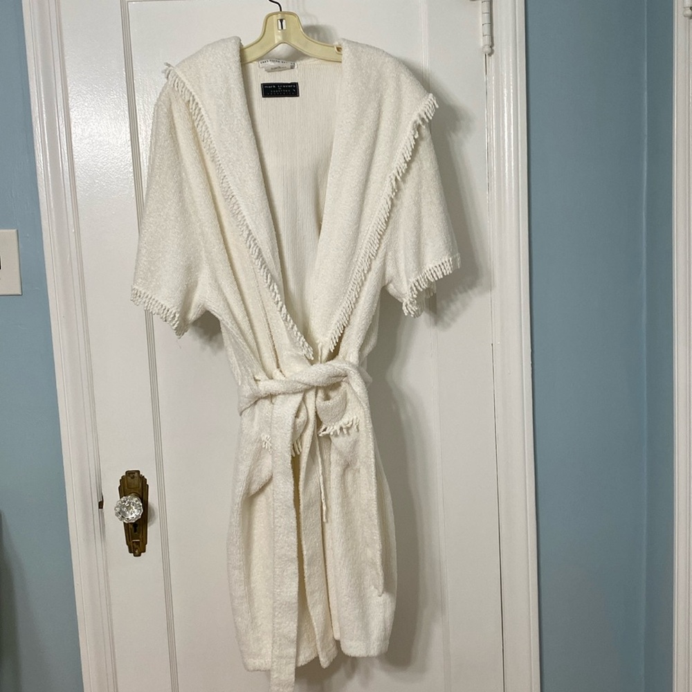 White Textured Robe With Hood